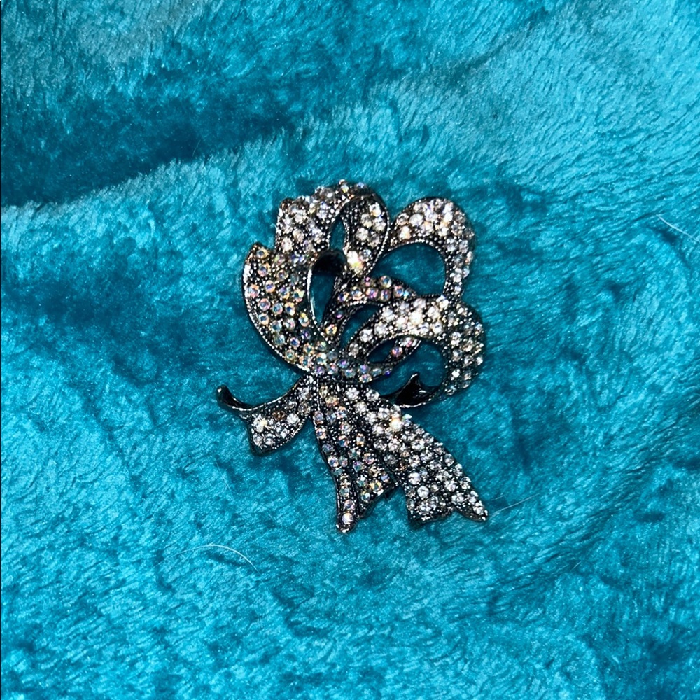 Elegant Silver Crystal Brooch